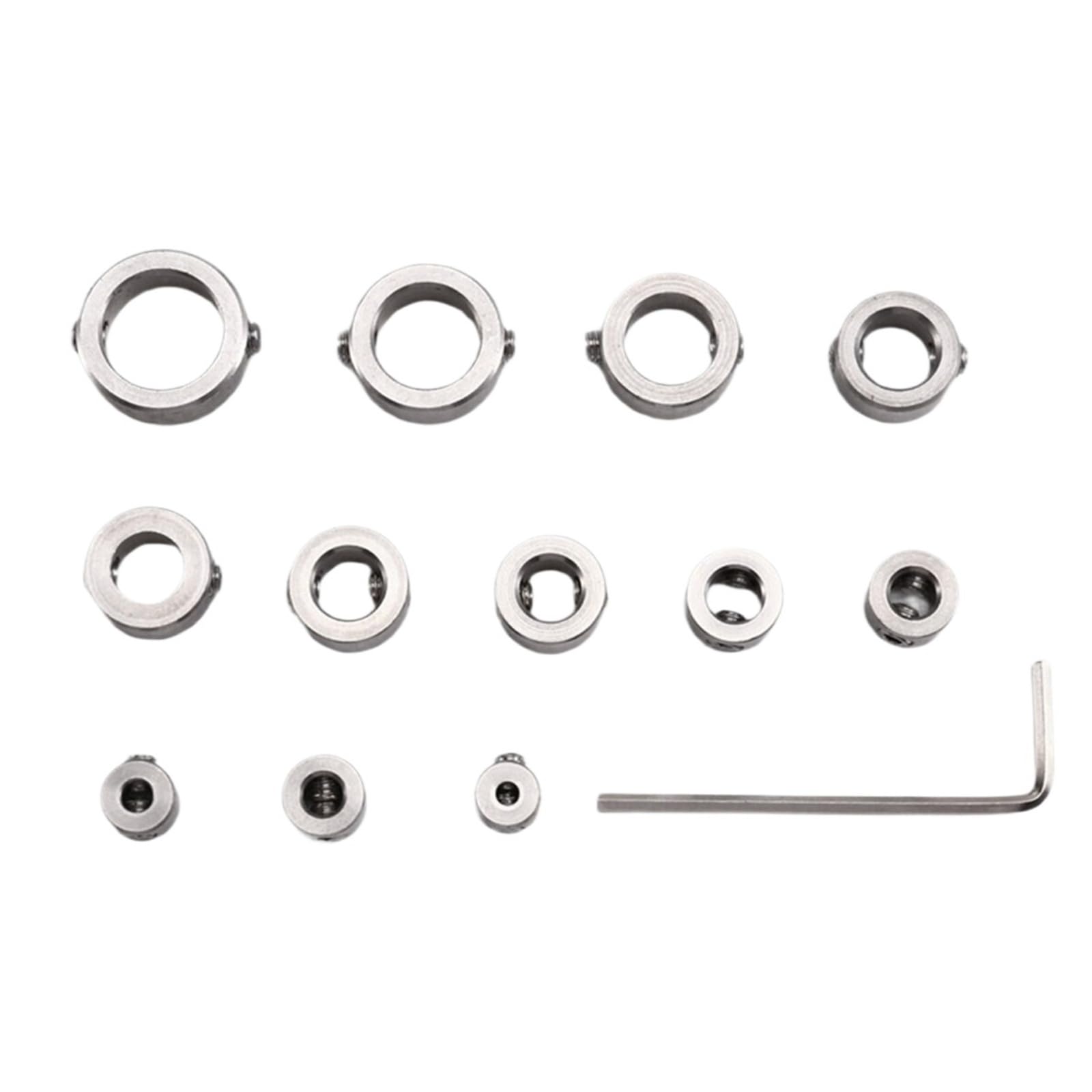 Bghyjkol Silver Drill Depth Stop 3-16Mm Drilling Limit Ring Collar Set Drill Bit Depth Stop