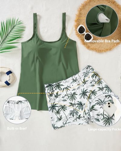 Image of Tempt Me Plus Size Tankini Swimsuits - Women Two Piece Tankini Top with Shorts Flowy Swimsuit 2025 Bathing Suits
