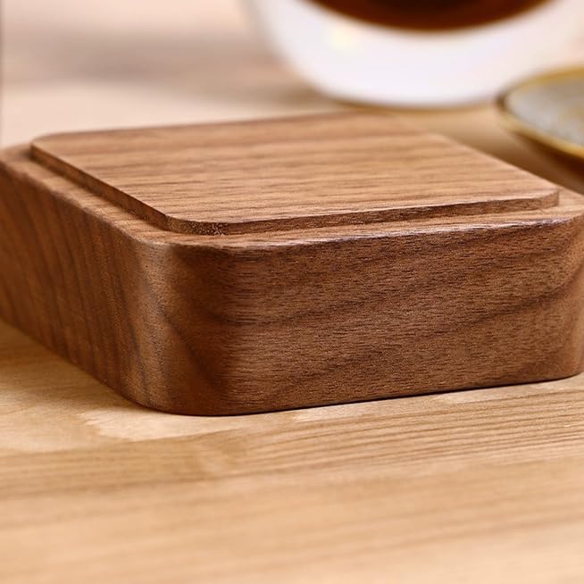 TróJwarstwowe Drewniane PudełKo Na Nić Dentystyczną, Kwadratowy Pojemnik Na WykałAczki Do Domu I Restauracji,Brown,9.6*9.6*12cm