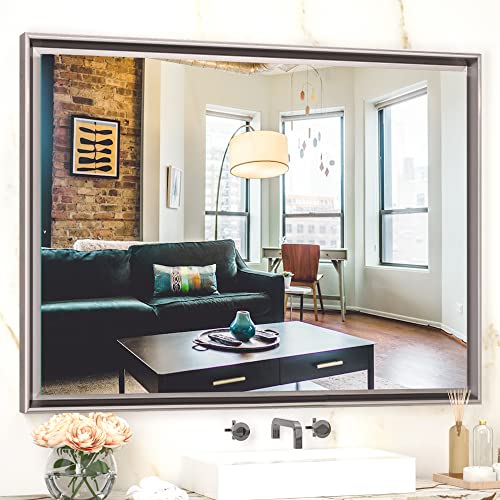 Vosuja 40 X 30 Inch Bathroom Mirrors For Vanity, Rose Gold Wall Mirror, Modern Wall Mounted Mirror For Bathroom, Rectangluar Right Angle Metal Framed Mirror (Horizontal/Vertical) #TOP19