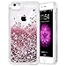 iPhone 6 6S 7 8 Case, Caka iPhone 6S Glitter Case with Tempered Glass Screen Protector Bling Flowing Floating Luxury Glitter Sparkle Soft TPU Liquid Case for iPhone 6 6S 7 8 (4.7 inch) (Rose Gold)