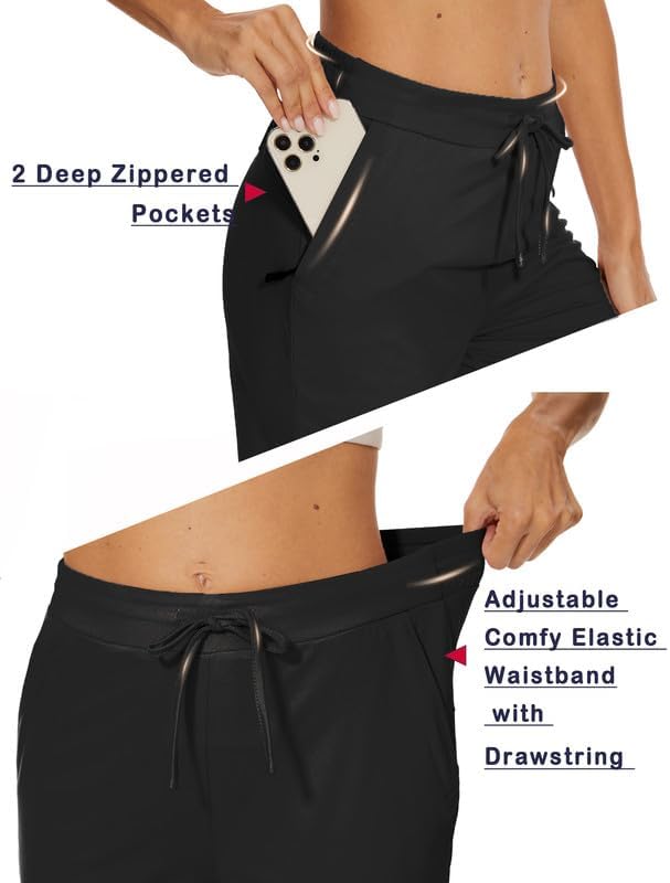 Womens Bermuda Shorts 12" Knee Length Drawstring with 2 Deep Zippered Pockets Comfy Lounge Breathable Shorts - Image 5