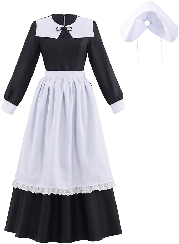 Colonial Maid Dress Women Victorian Pioneer Costume Civil War Prairie Colonial Dress Outfit