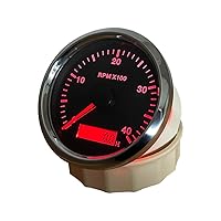 Vista 50 de ELING Universal Tachometer Gauge RPM with LED Digital Adjustable Hour Meter and RPM Alarm 12000RPM 85mm with Backlight