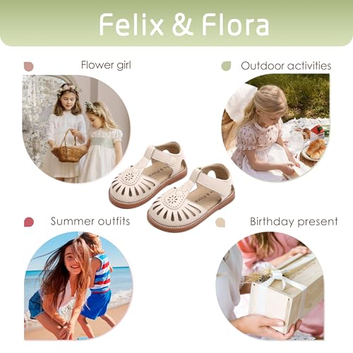 Image of Felix & Flora Toddler Girls Sandals Soft Rubber Princess Flat Shoes Flower Girl Shoes