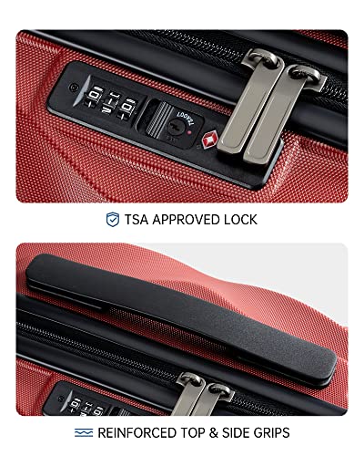 Bagsmart Carry On Luggage, 100% Pc Hardside Suitcase Airline Approved, 20 Inch Carryon Luggage With Spinner Wheels, Travel Luggage Hard Shell Lightweight Rolling Suitcases For Men Women,Red #TOP6