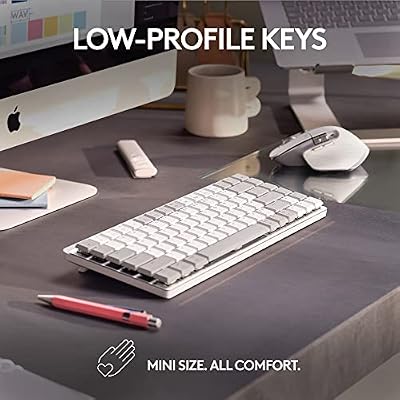 Logitech MX Mechanical Mini for Mac Wireless Illuminated Keyboard, Low-Profile Performance Switches, Tactile Quiet Keys, Backlit, Bluetooth, USB-C, Apple, iPad - Pale Grey