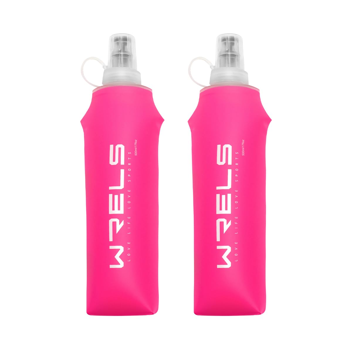 WRELS TPU Soft Flask Lightweight Portable Reusable Water Bottle,BPA Free Collapsible Flask for Hydration Pack in Running Hiking Cycling and Marathon