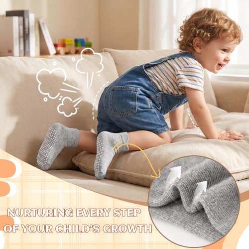 Image of HYCLES Toddler Girl Socks, 12 Pairs Non Slip Ankle Toddler Socks for 1-7 Years Baby Girls Kids