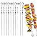 Shengruili 12 Stück Grillspieße Edelstahl,35cm Schaschlikspieße, wiederverwendbar Metallspieße,BBQ Grillspieße,Spieße zum Grillen
