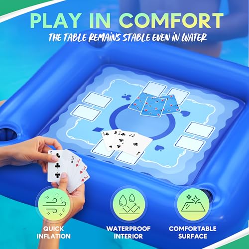 image for DIMROM Floating Table for Pool with Cup Holders – Adult Pool Games w