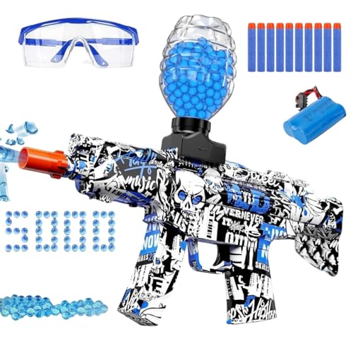 Image of SUPER TOY Gel Blaster Gun Automatic Pistol with Rechargeable Battery and 5,000 Water Balls Electric Outdoor Target Games for Kids Boys (Gel+Foam Assault Rifle Gun)