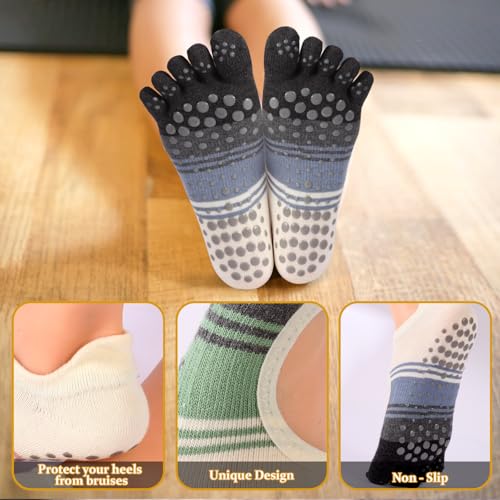Pilates Socks with Grips for Women,Yoga Socks, Non-Slip Yoga Socks with Toe Separators, Pilates Non Slip Socks2