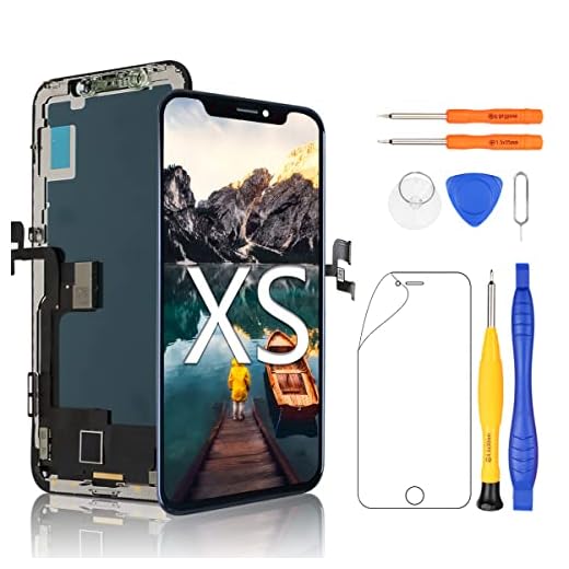 Yodoit Display för iPhone XS LCD-skärm svart reparationssats (5,8 tum), digitizer glas pekskärm ersättning med reparationssats, kompatibel med modell A1920, A2097, A2098, A2099, A2100