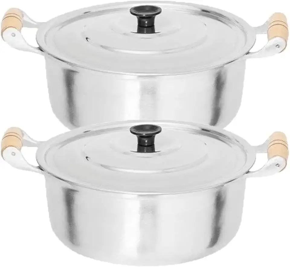 Jogo 2 Panelas Caçarolas N14 Aluminio Polido Fundido