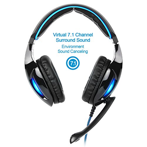 SADES SA902 Gaming Headset Headphone Stereo Sound USB Wired with Mic for PC, Mac,Computer, Noise Cancelling Over Ear Headphones with Soft Memory Earmuffs for PC