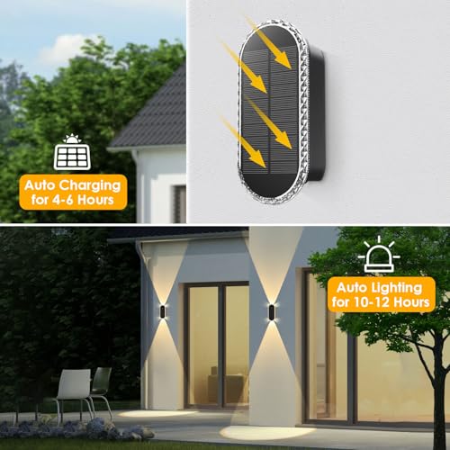 Solar Fence Lights Outdoor - 3000/4000/6000K 3 Modes, IP65 Waterproof Fence Lights Solar Powered, Up & Down Lighting Solar Wall Lights Outdoor for Backyard/Garden/Patio/Garage and Wall decor (8 pack) - Image 4