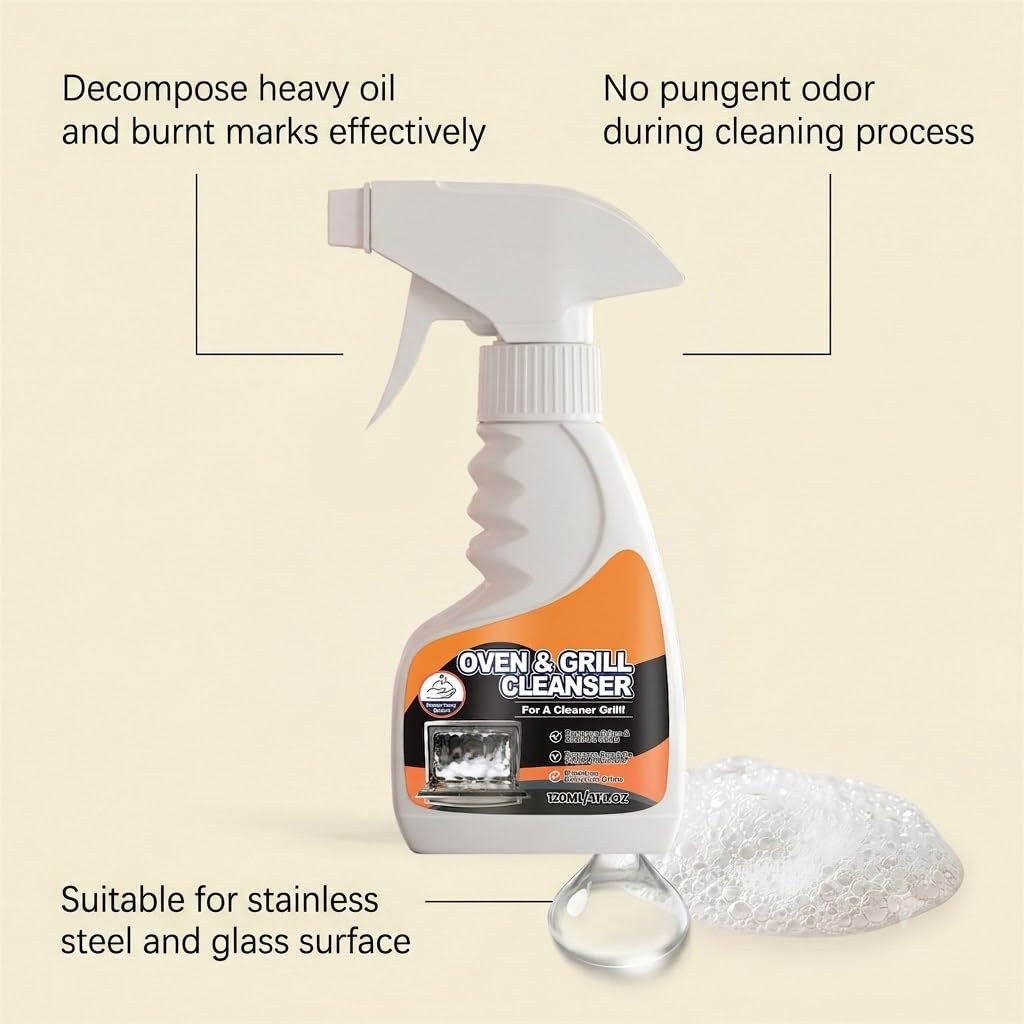 Schnell wirkender Ofenreiniger-Schaumspray, effektiver Fettlöser, kraftvoller Küchenreiniger-Spray, Mehrzweck-Edelstahlrei/niger-Spr/ay, Hochleistungs-Grillrei/niger und -Entfetter (4pcs)