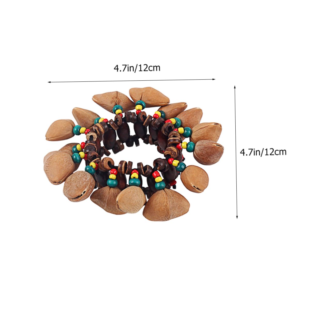 Campanella a Guscio di Noce, 2 Pezzi, Stile Tribale Africano | Bracciale a Forma di Bangle, per Ragazzo Ragazza, Legno e Cocco, per Danza e Feste