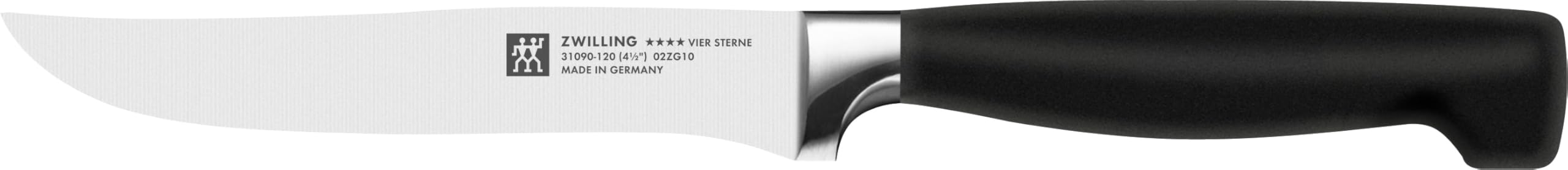 ZWILLING Vier Sterne Steakmesser-Set 4-teilig, Klingenlänge 12 cm, Rostfreier Spezialstahl, Ergonomischer Kunststoff-Griff, Schwarz [Made in Germany], Bunt