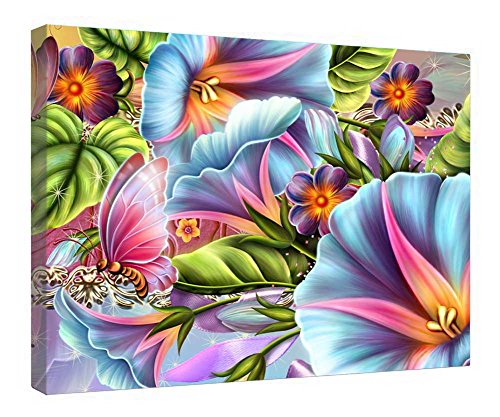 Toile Morning Glories encadrée en bois 40x50 cm pour décoration murale de salon