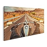 Format : 100 x 57 cm Image sur toile conducteur moto route goudronnée vide peintures murales salon appartement toiles GCOD-1Px
