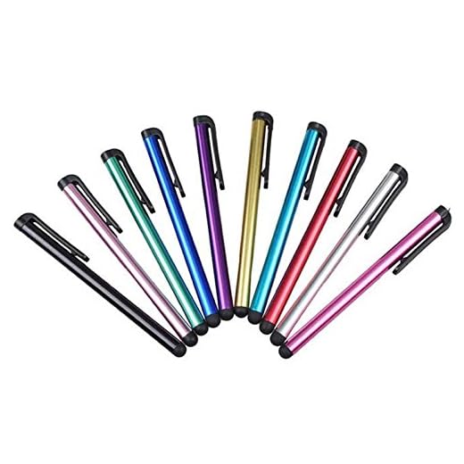 Multi Color Universal Small Touch Stylus Metal Pen for Mobile Phone Cell Smart Phone Tablet iPad iPhone (Multi Color - 10pcs)