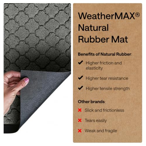 Image of GORILLA GRIP WeatherMAX Door Mat, Indoor Outdoor, 47x35, Gray Quatrefoil