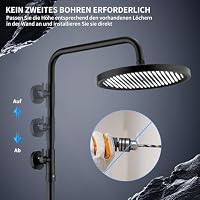 HOMELODY Duschsystem mit Thermostat Schwarz, Duscharmatur Komplettset – Ansicht 4