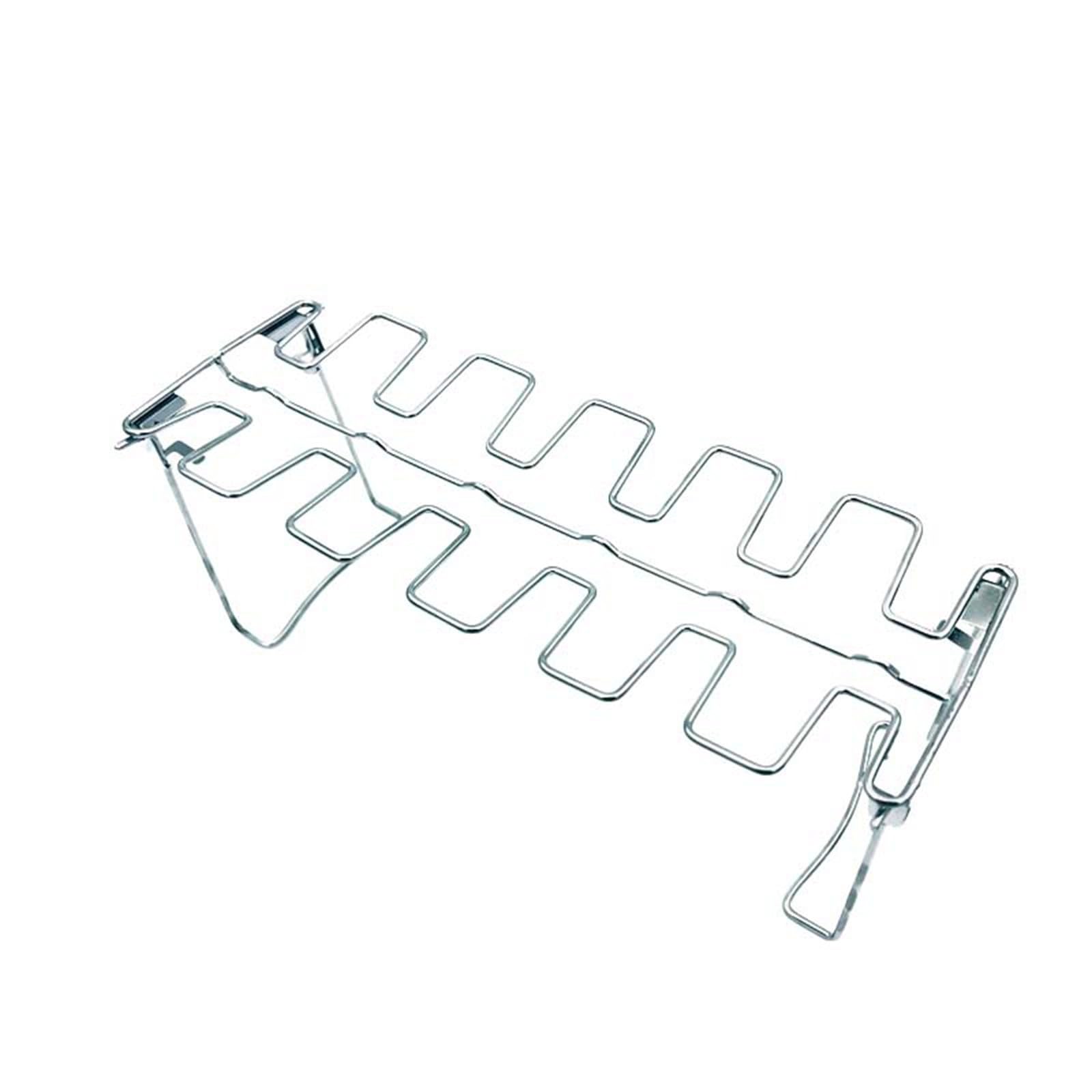 Stainless Steel Grill And Tray Foldable Grilled Chicken Leg Stand Outdoor Camping Grilled Chicken Leg Grill BBQ Barbecue Tools Electrode for Grill (Silver, One Size)