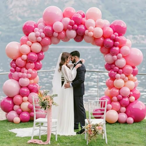 Image of Pink Balloons Arch Kit,130pcs Hot Pink Balloon Garland,Different Sizes Light Latex Pink Balloons for Wedding,Bridal Shower,Birthday,Valentine's Day Party Decorations