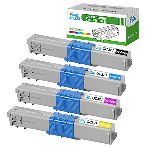 InkJello Compatible Toner Cartridge Replacement for OKI C301 C301dn C321 C321dn MC332 MC332dn MC342 MC342dn MC342dnw MC342dw MC342w OC301 OC321BK/C/M/Y (Black/Cyan/Magenta/Yellow, 4-Pack)