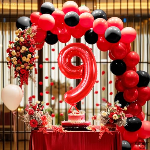 Image of KatchOn Red Number 9 Balloon 40 Inch, Red 9 Balloon