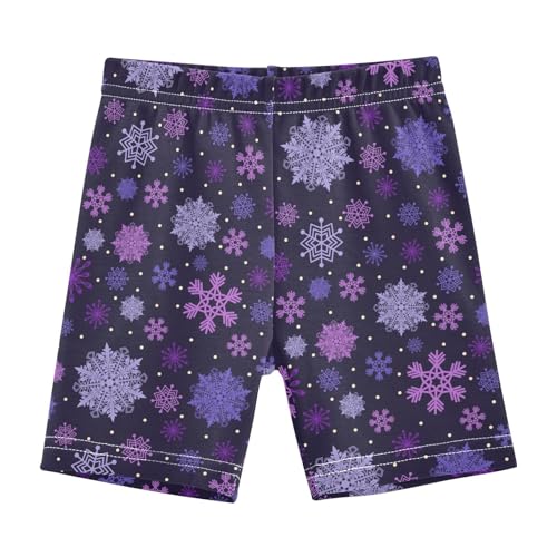 JHKKU Girls Purple Snowflakes Shorts Cotton Cartwheel Bike Kids Biker Under Dress Dance Short Girl Clothes 4T