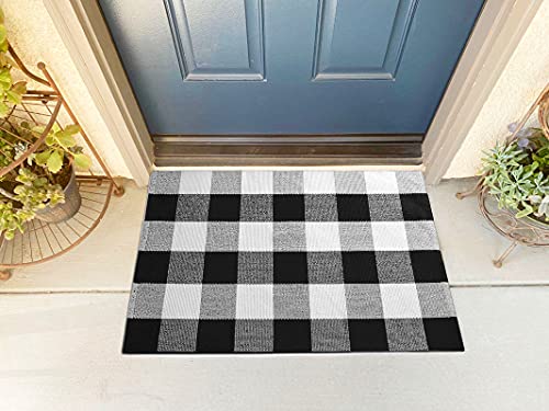 Tapete decorativo negro y blanco de algodón 35.4x23.6 in miniatura 1