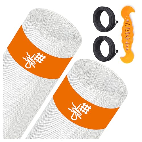 2PACK MAGZO Window&Door Screen Replacement Kit, 48''W x 99''L, with Retaining Spline (Total 65.6 FT) and Press-in Installation Tool, Scratch-Proof Polyester, Screening Roll Repair for DIY/Porch, White
