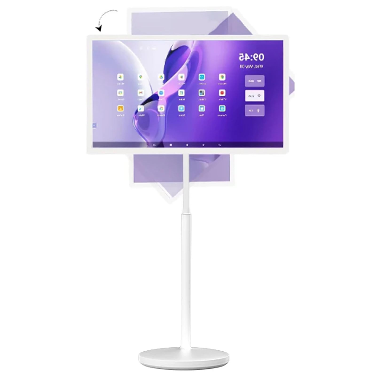Smart TV portatile con touch screen girevole, batteria integrata e telecomando per intrattenimento mobile