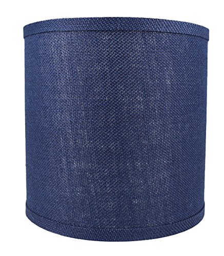 Urbanest Classic Drum Burlap Lampshade, Spider-Fitter, 10 inch Square, Navy Blue