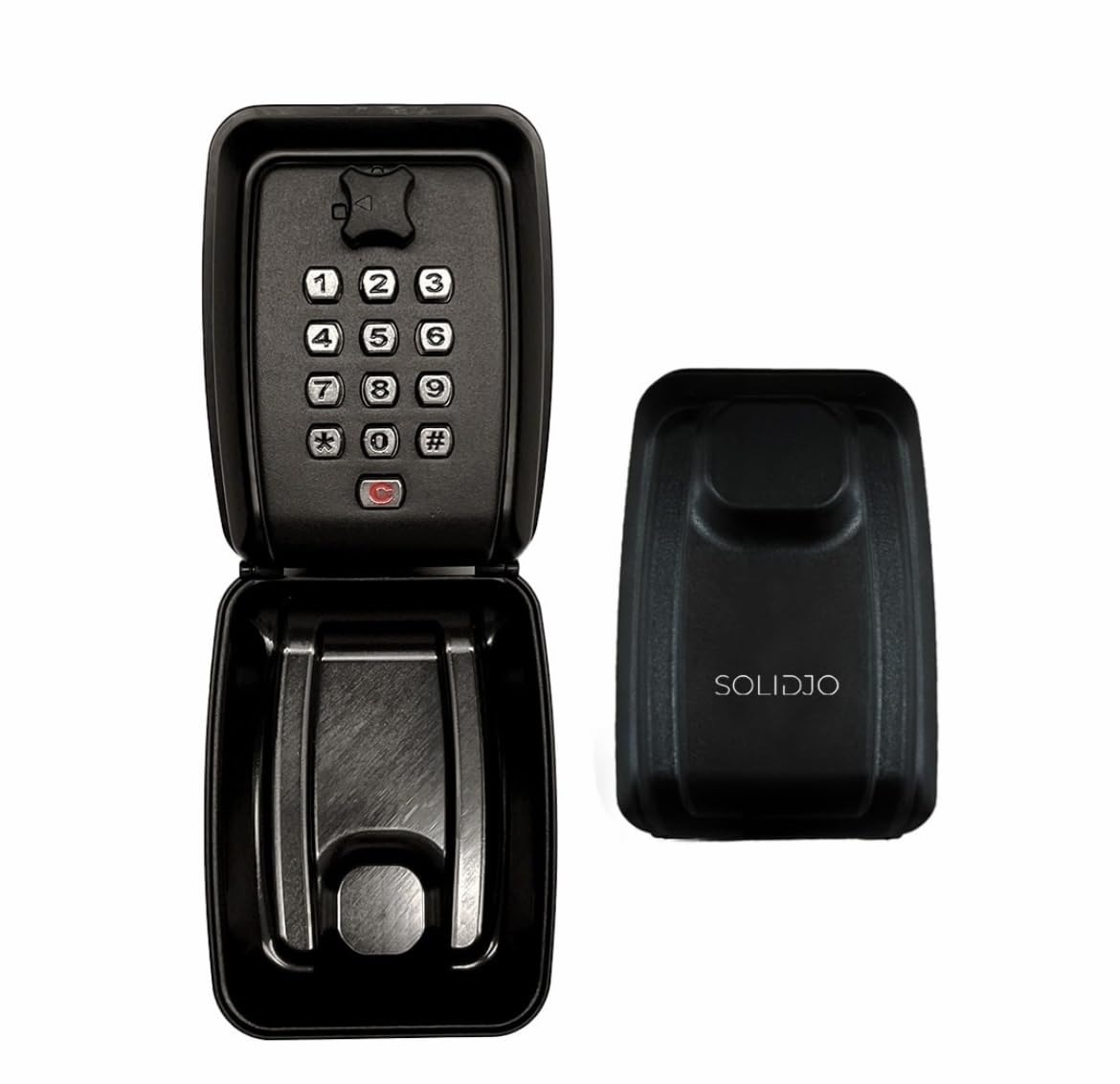 SOLIDJOKey Box for Home and Office, Security Lock Box, Stainless Steel Keyless Entry Door Lock with Combination Lock home rental, air bnb, safe, car keys, Black, SJ-KB-BL-01