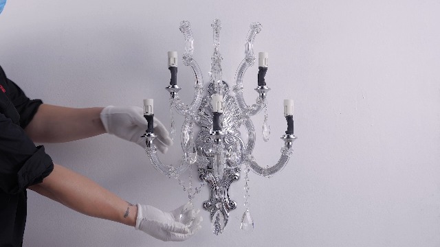 Image of YLONG-ZS Large Modern Crystal Wall Sconce, Lights-5 Light Crystal Wall Sconce Lighting ,Chrome Wall Lamp Chandelier Light Fixtures for Living Room Bedroom Bathroom Over Mirror