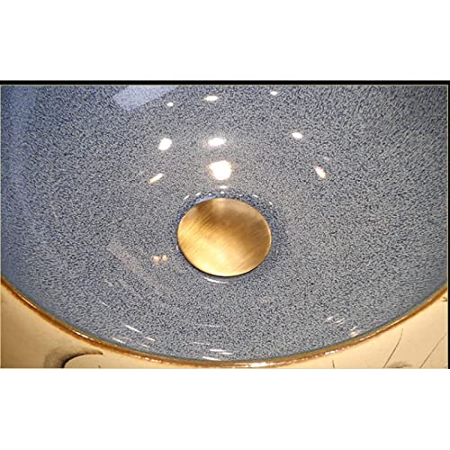Lavabo de baño de cerámica blanco redondo para encimera con grifo integrado 4