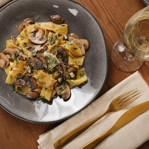 Image of Gibson Elite Port Barton Plates and Bowls Sets, 12-Piece Stoneware Dinnerware Sets, Reactive Glaze Dish Set - Black