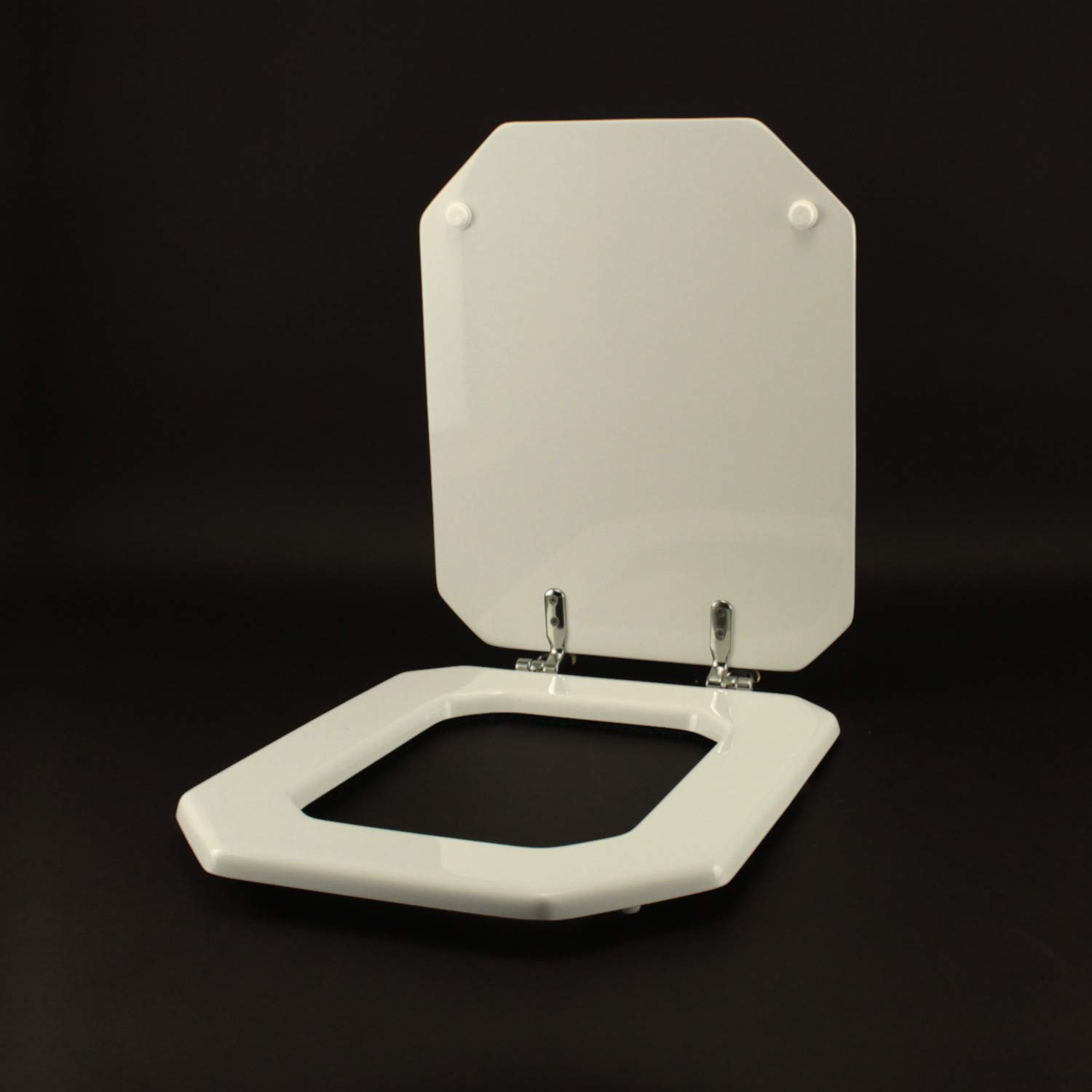 ACB/Colbam Inodoro Laufen-duravit 1930. octogonal, blanco, cremallera de cromo, asiento de inodoro.