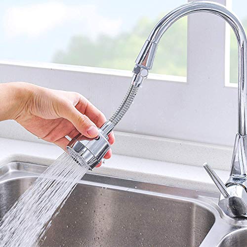 Image of Stainless Steel 360 Degree Flexible Rotating Water Faucet Sprayer, Silver