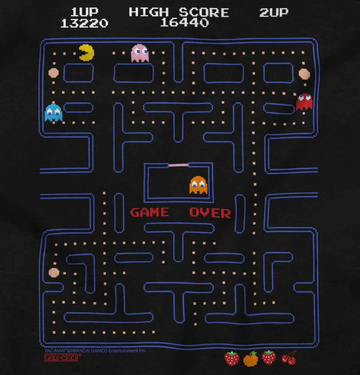 Pacman Game Over Retro Video Gaming Toddler Boy Girl T Shirt Black