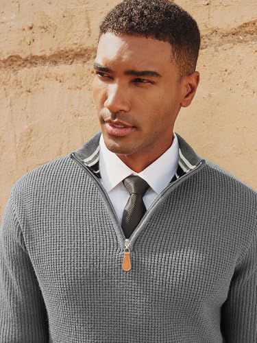 PJ PAUL JONES Mens Quarter Zip Pullover Sweaters Casual Texture Mock Neck Polo Sweater3