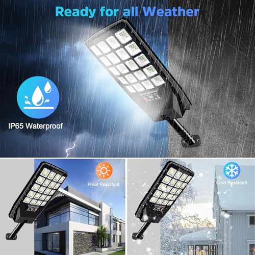 Image of 2 Pack Solar Street Lights Outdoor Waterproof, 6500K 20000LM Wide Angle Solar Powered Flood Light with Motion Sensor & Remote Control,Dusk to Dawn Commercial Solar Outdoor Light for Parking Lot