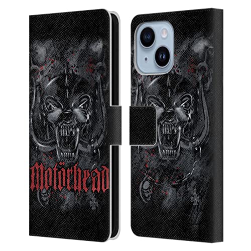 Étui portefeuille Motorhead iPhone 14 Plus Head Case Designs en cuir noir