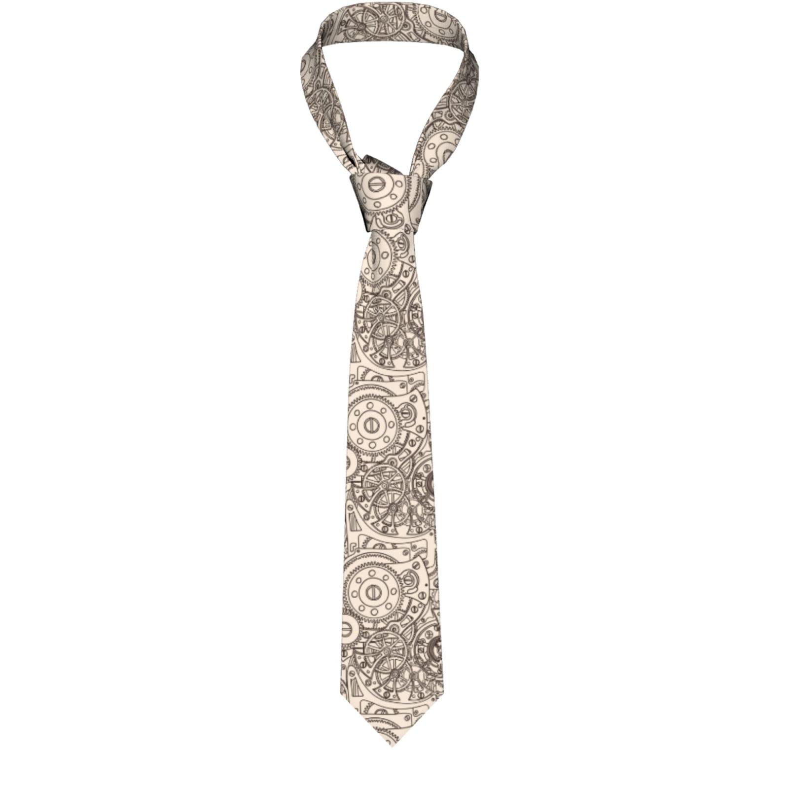 Torr Men's Black Ties Hand Drawn Clockwork Pattern Neckties Novelty Skinny Tie For Business Party Wedding Suit