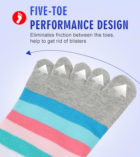 Image of Women Toe Socks 5 Finger Cotton Wicking Athletic 6 Pack 3 Pack